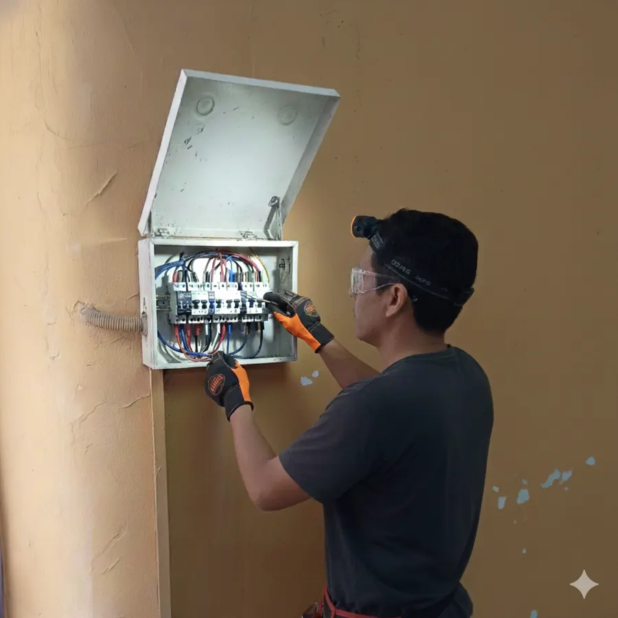 Práctica de electricidad domiciliaria en tablero eléctrico